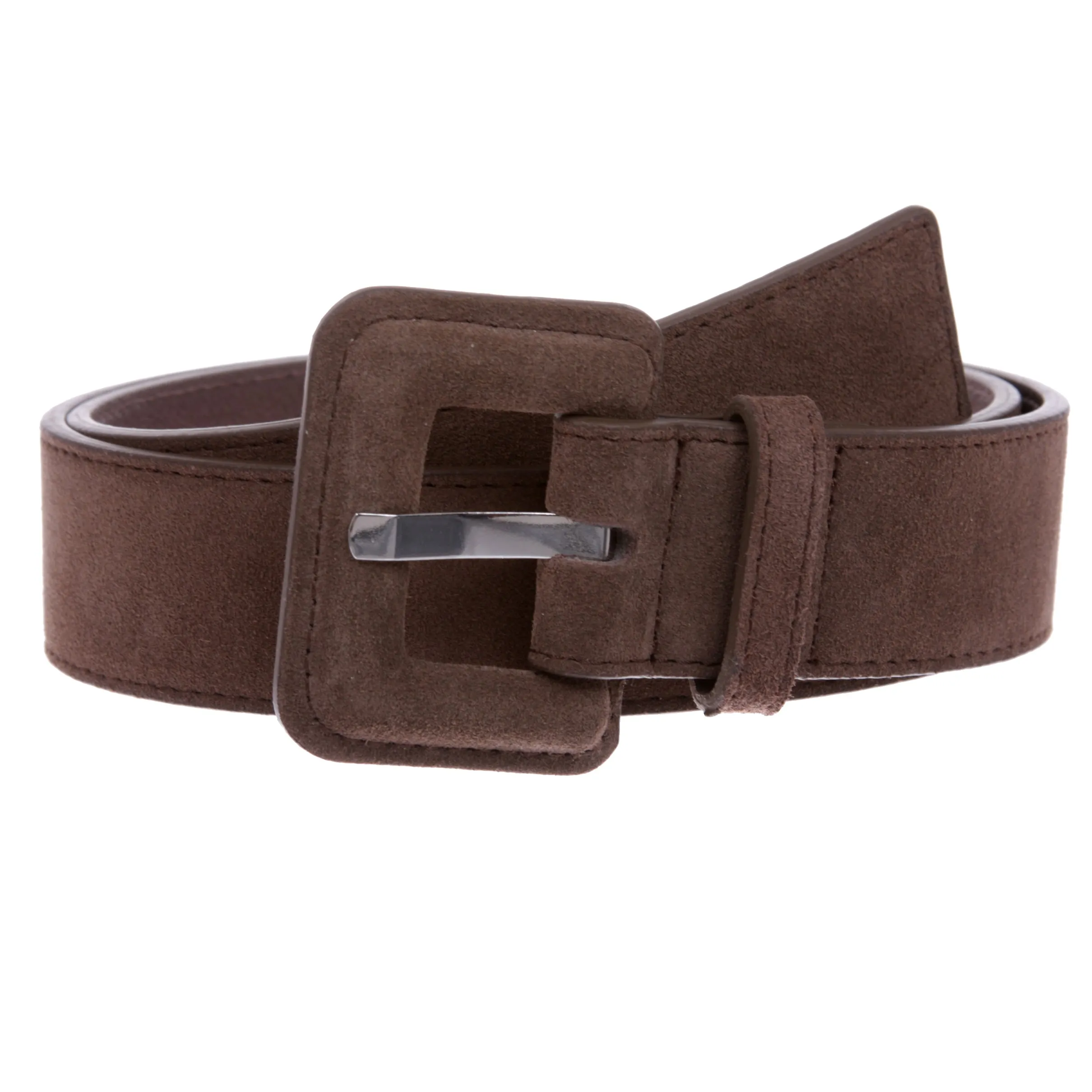 1 1/2" Inch Stitching-Edged Suede Leather Belt