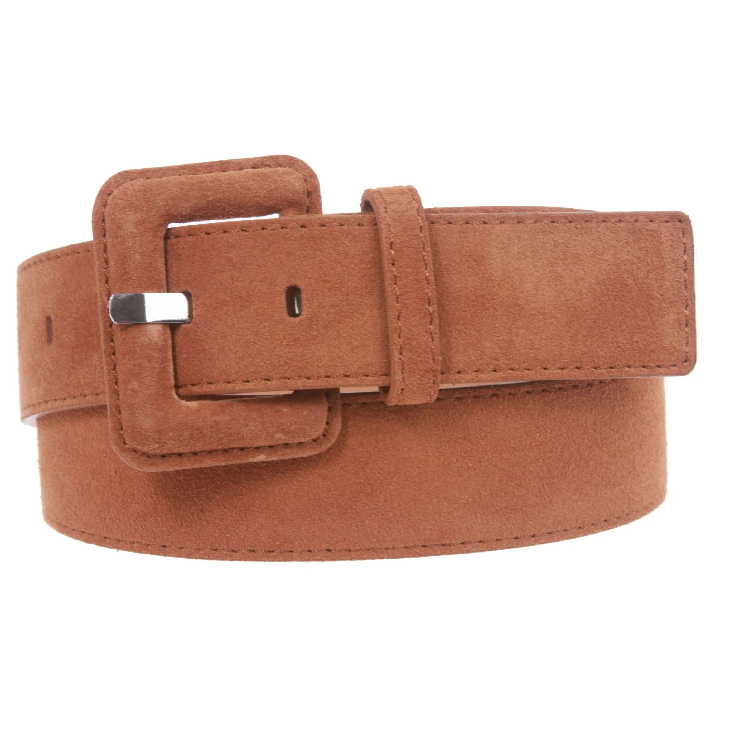 1 1/2" Inch Stitching-Edged Suede Leather Belt