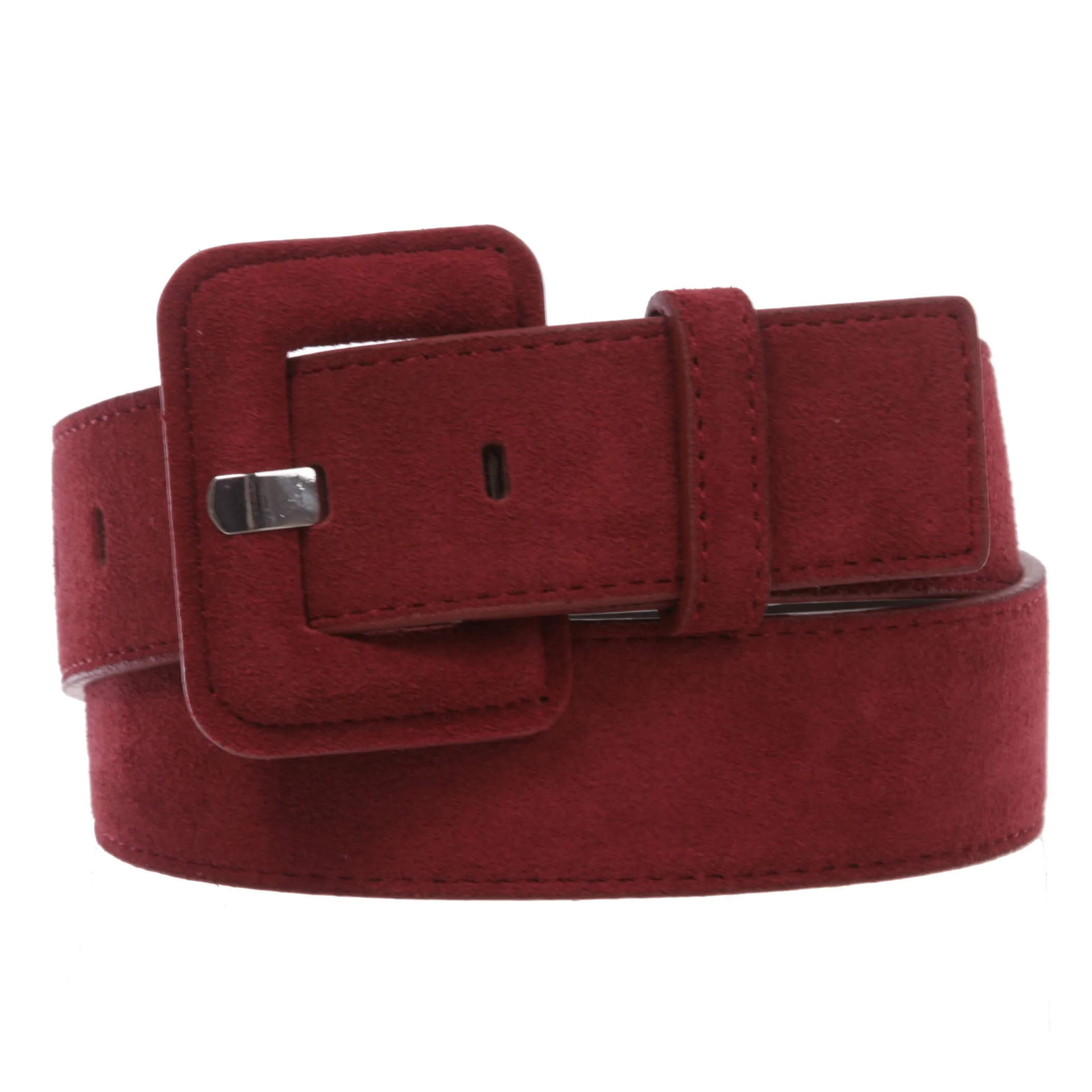 1 1/2" Inch Stitching-Edged Suede Leather Belt