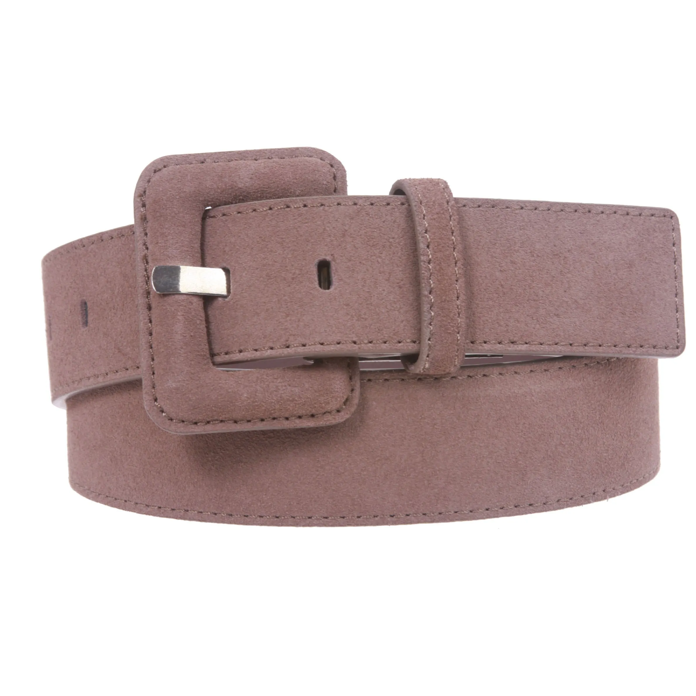 1 1/2" Inch Stitching-Edged Suede Leather Belt