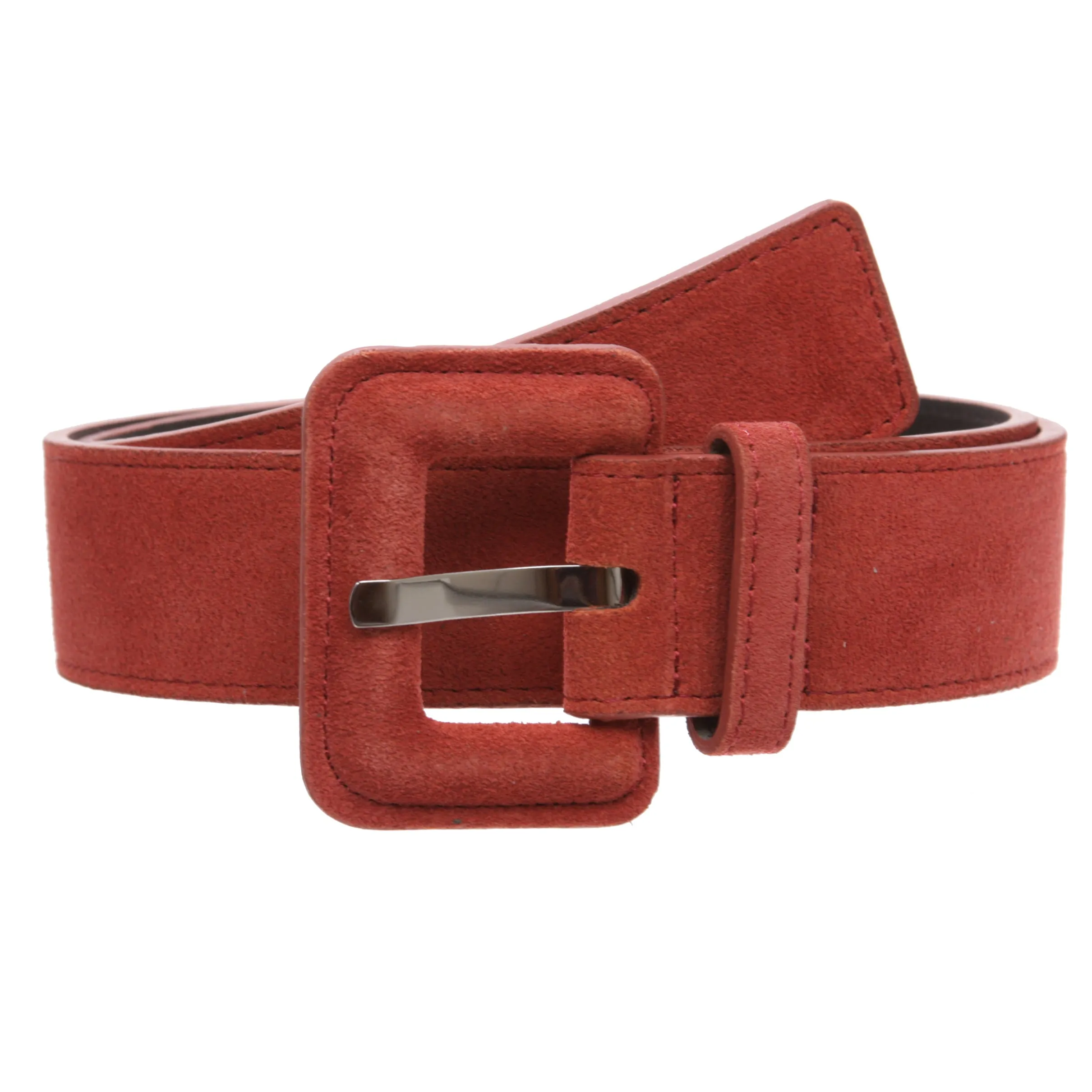 1 1/2" Inch Stitching-Edged Suede Leather Belt