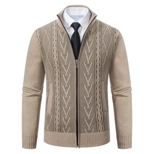 Autumn Winter Cashmere Padded Warm Men's Knitted Sweater Coat - Casual Fashion Outerwear