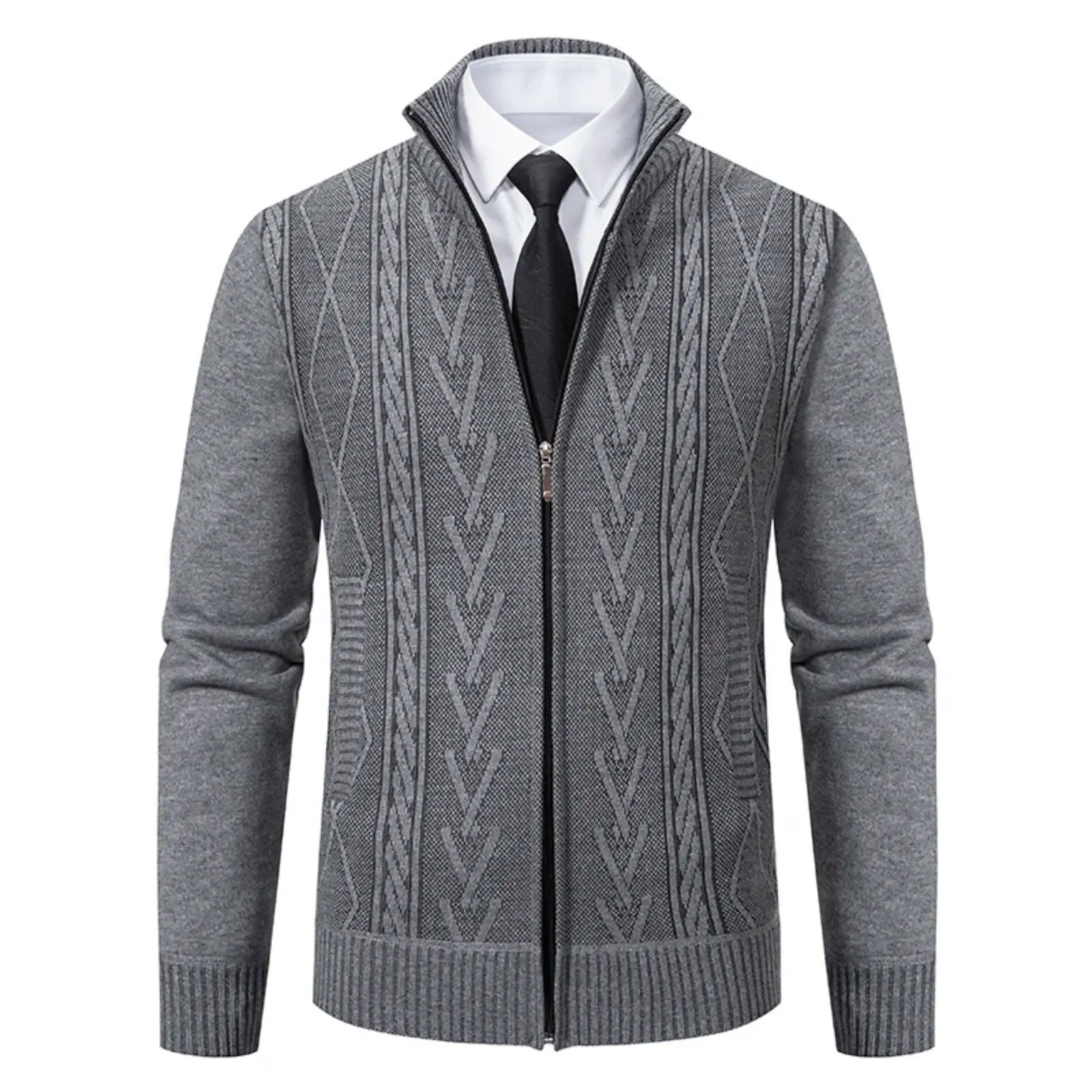 Autumn Winter Cashmere Padded Warm Men's Knitted Sweater Coat - Casual Fashion Outerwear