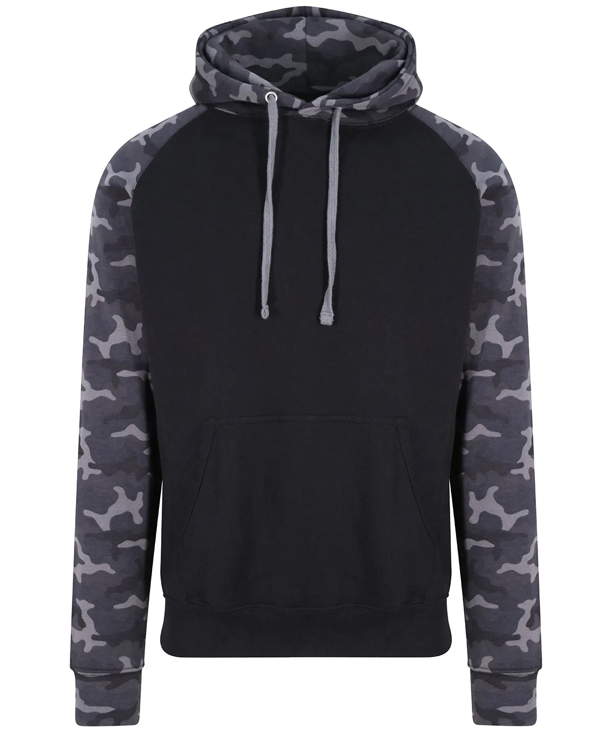 Baseball hoodie | Solid Black/Black Camo