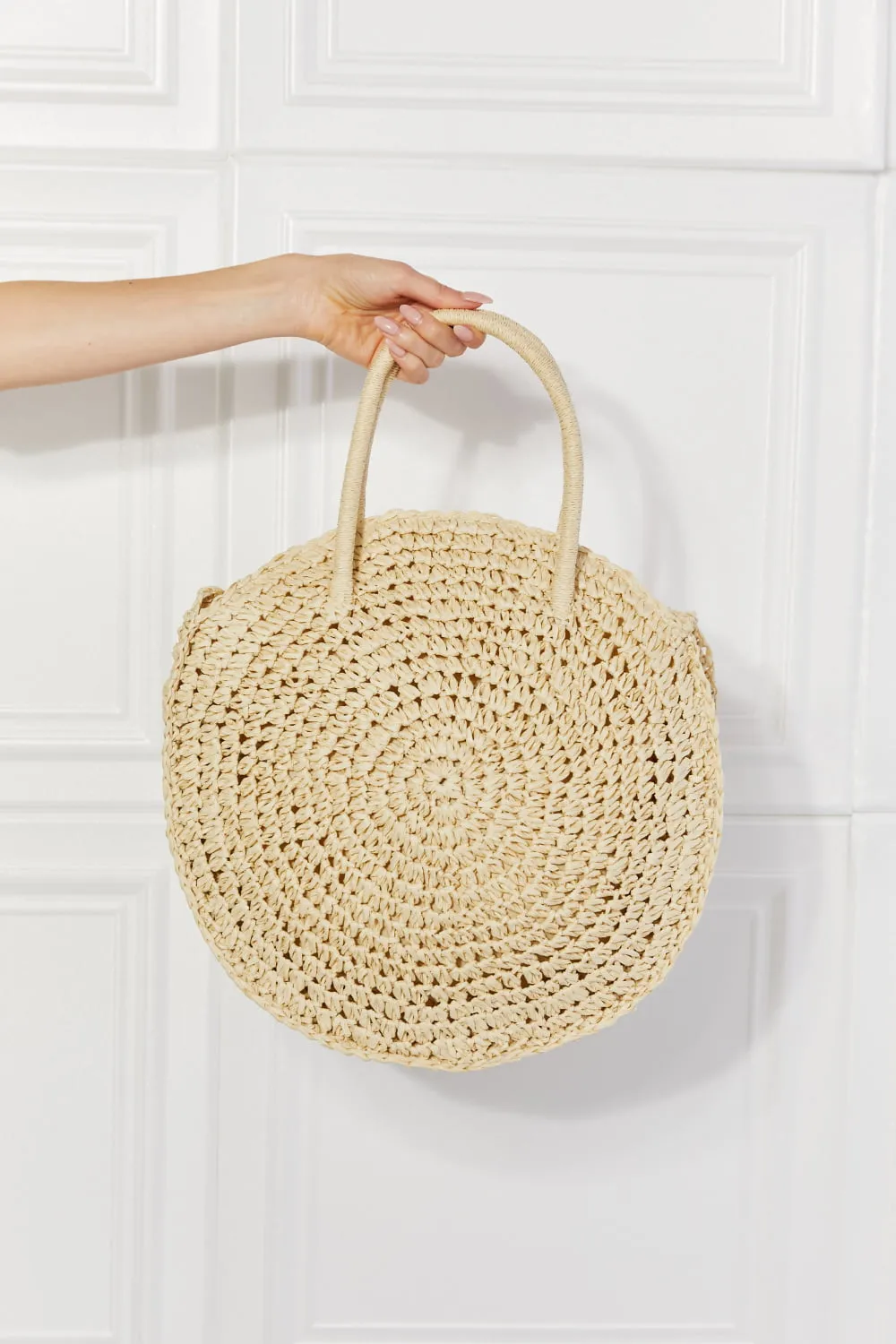 Beach Date Straw Rattan Handbag in Ivory