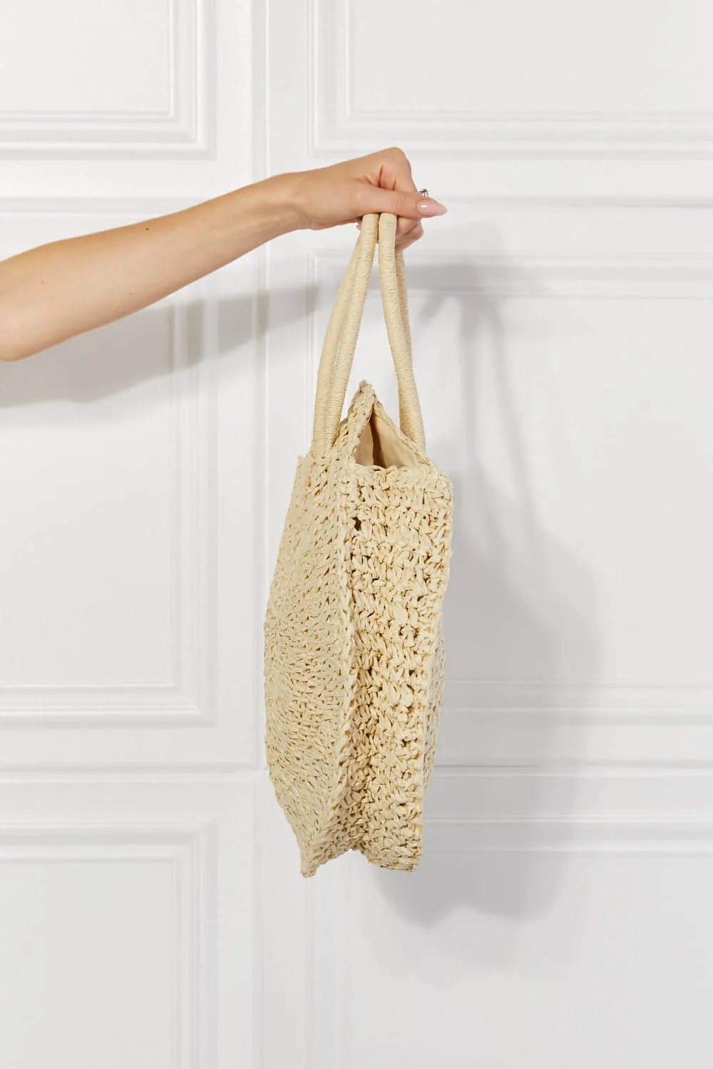 Beach Date Straw Rattan Handbag in Ivory