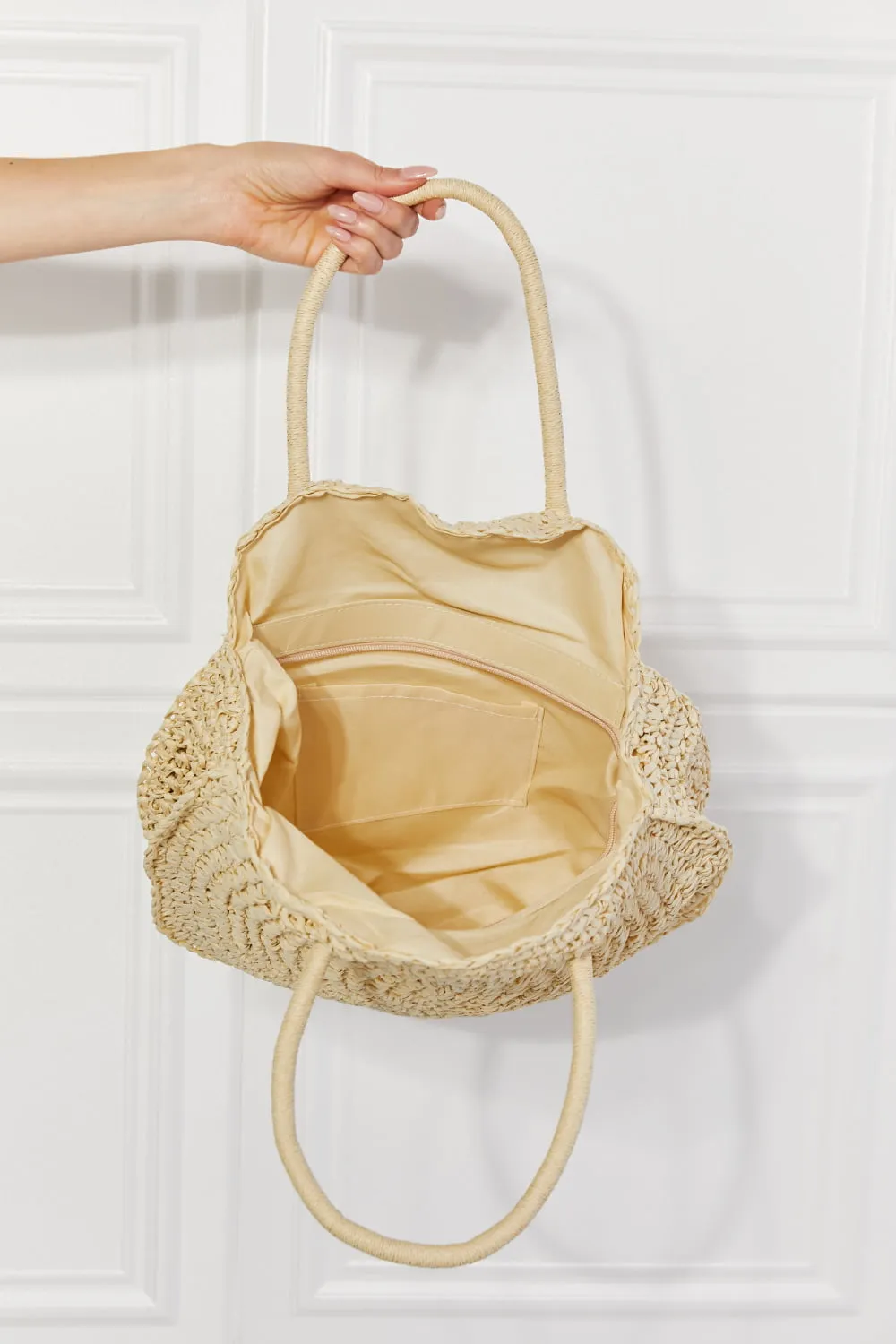 Beach Date Straw Rattan Handbag in Ivory