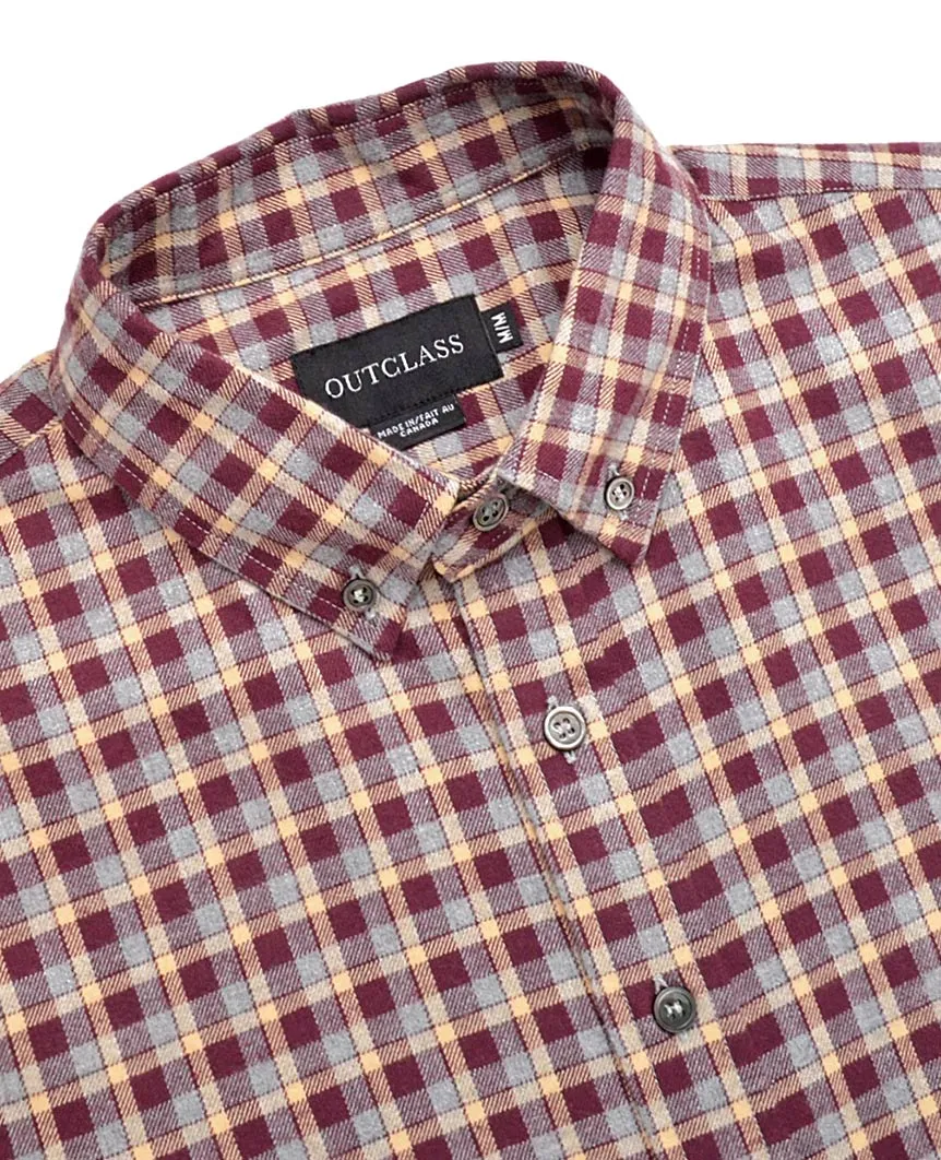 Burgundy Check Flannel Shirt