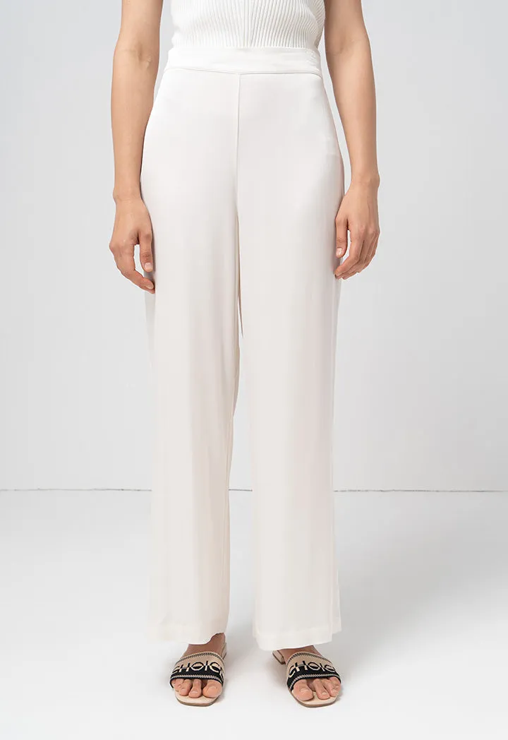 Choice Soft High-Waist Straight Wide Legs Trouser Cream