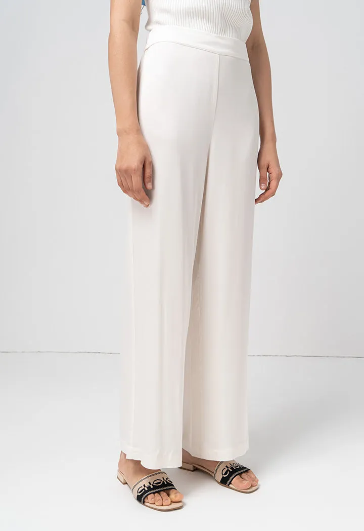 Choice Soft High-Waist Straight Wide Legs Trouser Cream