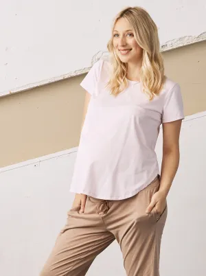 Clara Maternity Cotton T-shirt - Soft Pink