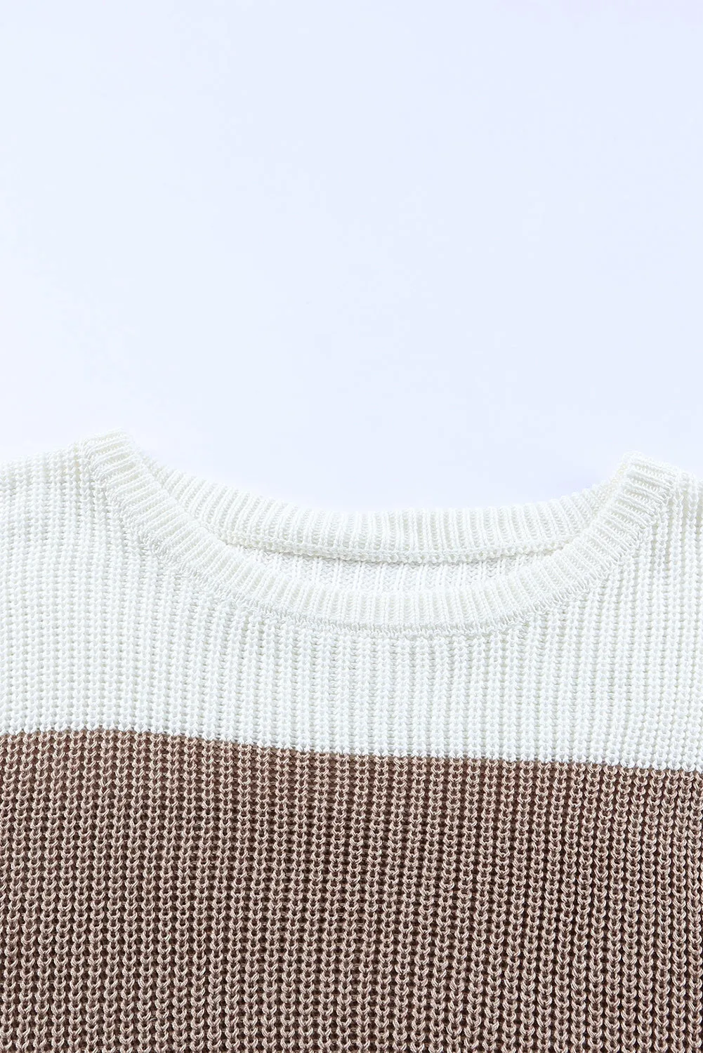 Color Block Knitted O-Neck Pullover Sweater