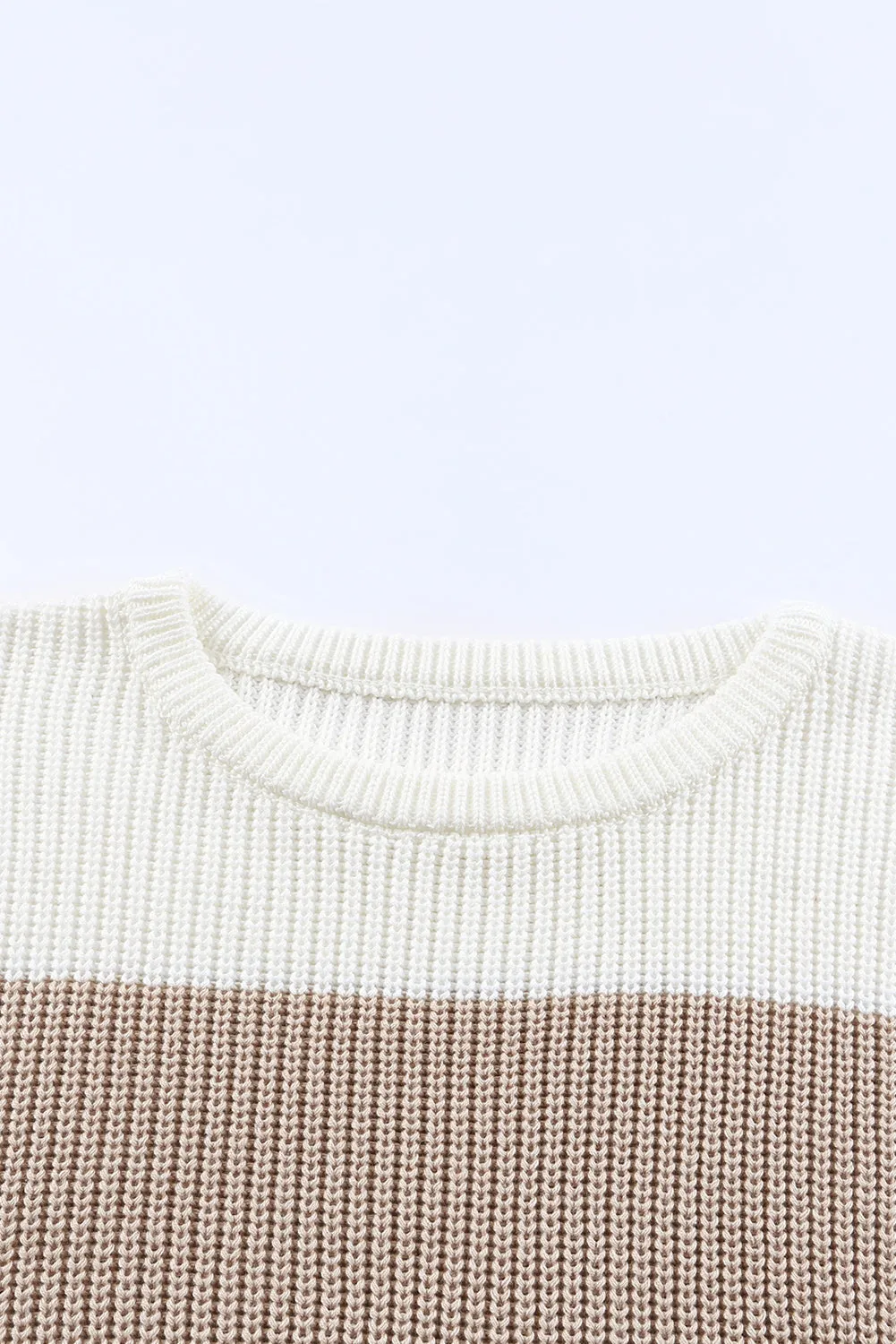 Color Block Knitted O-Neck Pullover Sweater