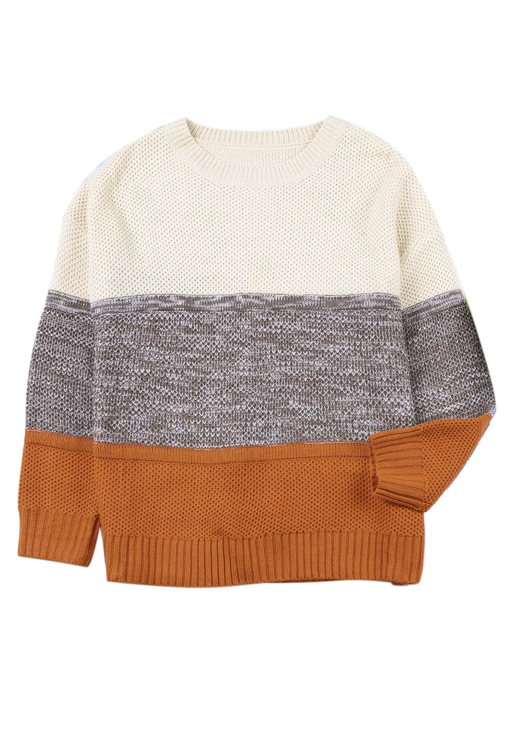 Color Block Netted Texture Pullover Sweater