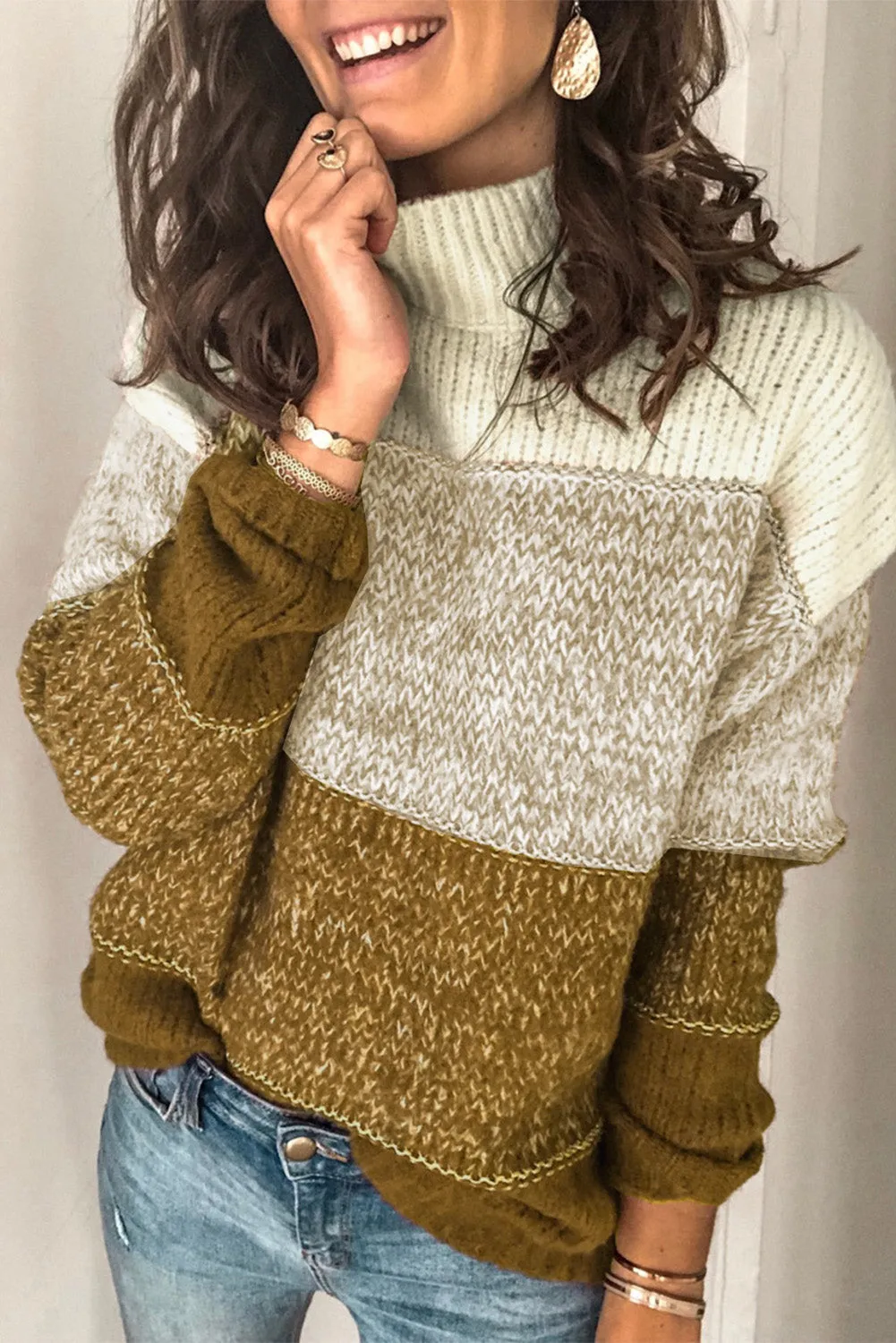 Colorblock Knit Pullover Sweater