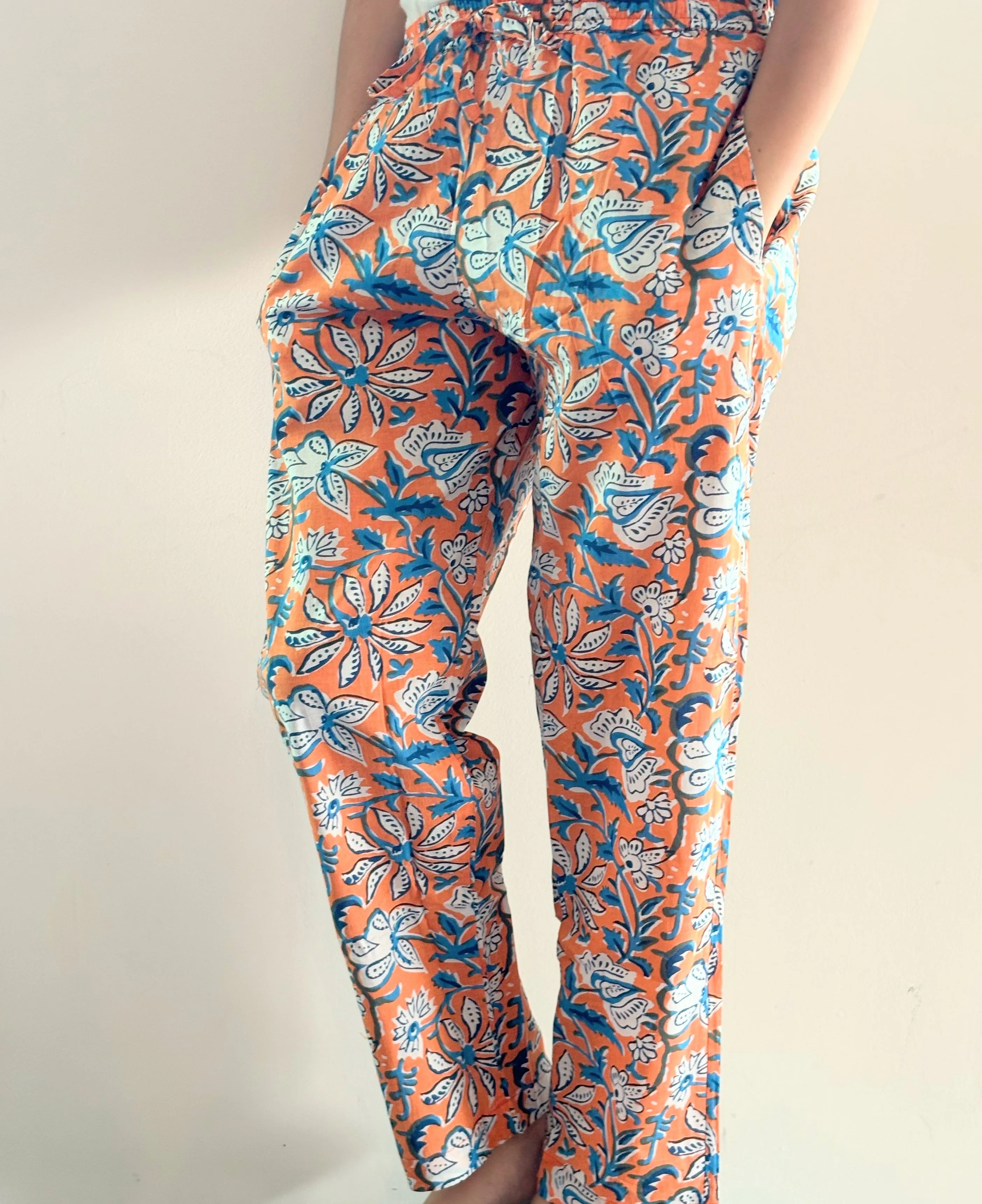 Cotton Pajama Pants Women - Vibrant Vines