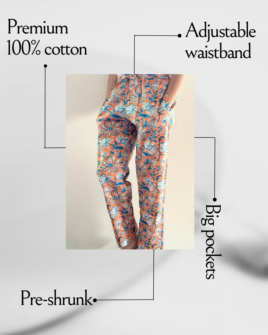 Cotton Pajama Pants Women - Vibrant Vines