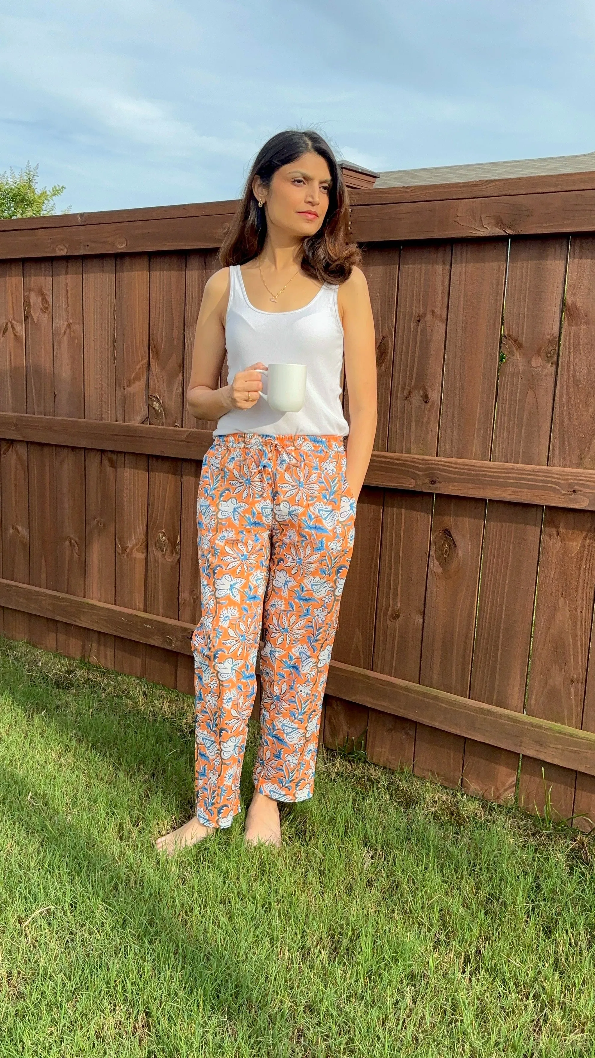 Cotton Pajama Pants Women - Vibrant Vines