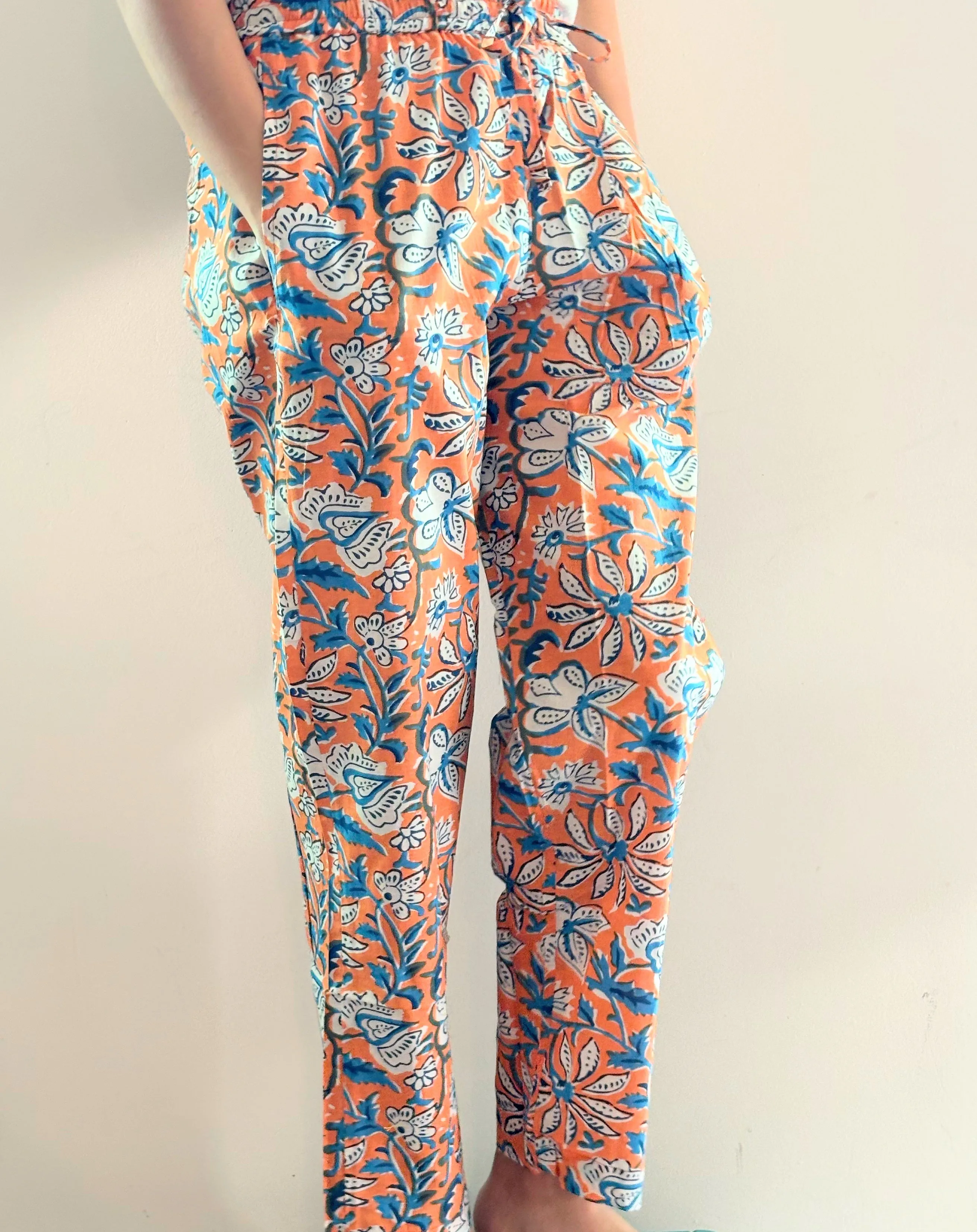 Cotton Pajama Pants Women - Vibrant Vines