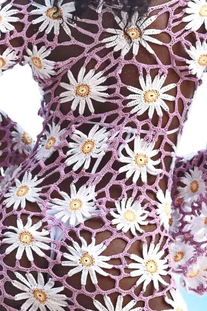 Dahlia Lilac Hand Knitted Crochet Dress