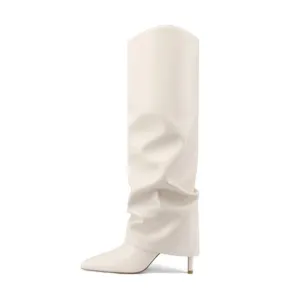 Fold Over Knee High Boots Shoes