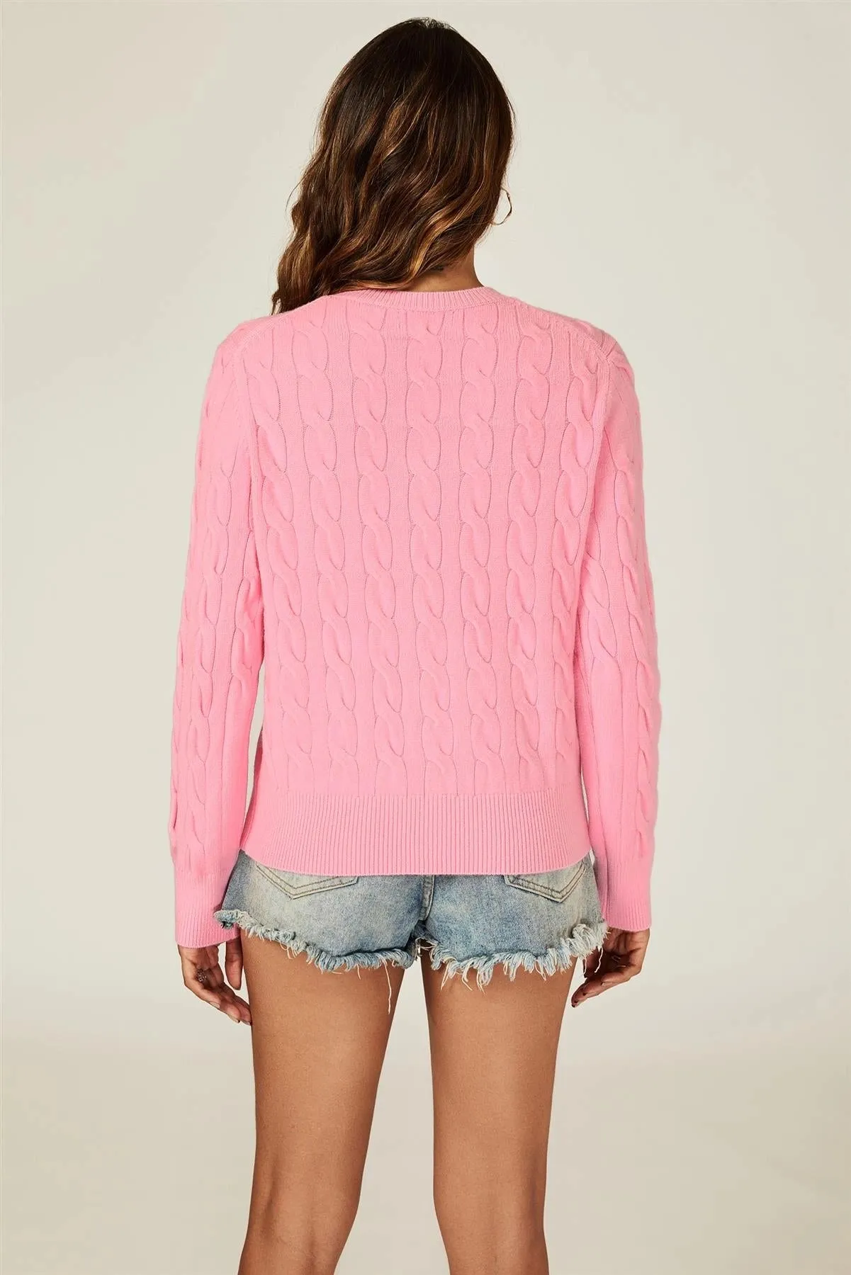 FS Collection Pink Cable Knit Cardigan