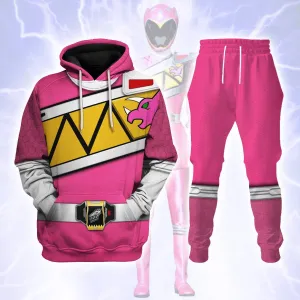 Gearhomie Pink Power Rangers Dino Charge Hoodies Sweatshirt T-shirt Hawaiian Tracksuit