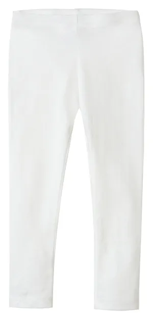 Girls Soft 100% Cotton Solid Colored Leggings | White