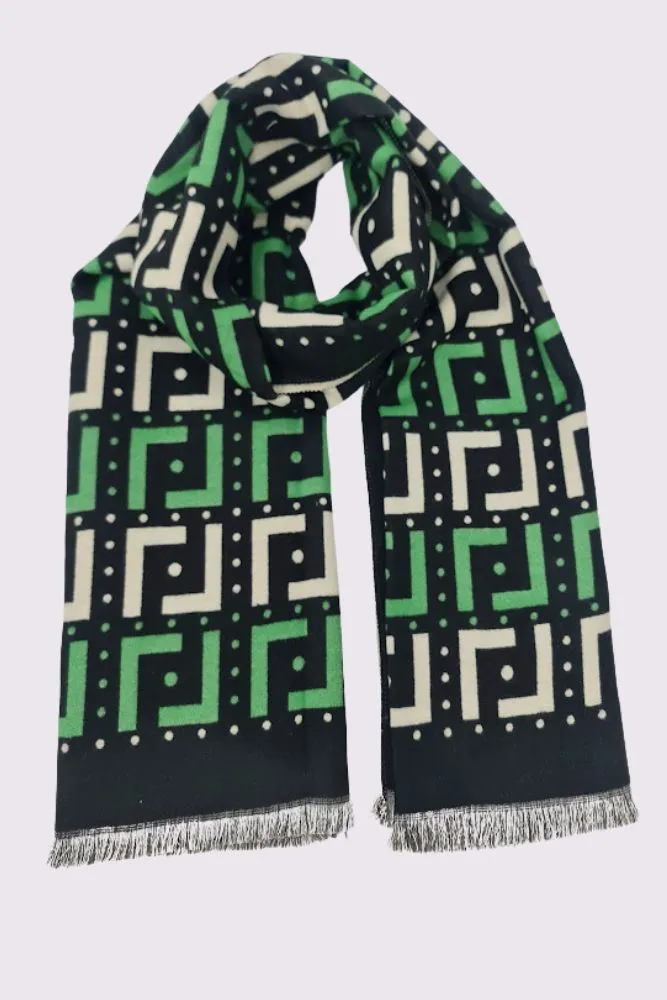 Greek Key Print Soft Feel Scarves