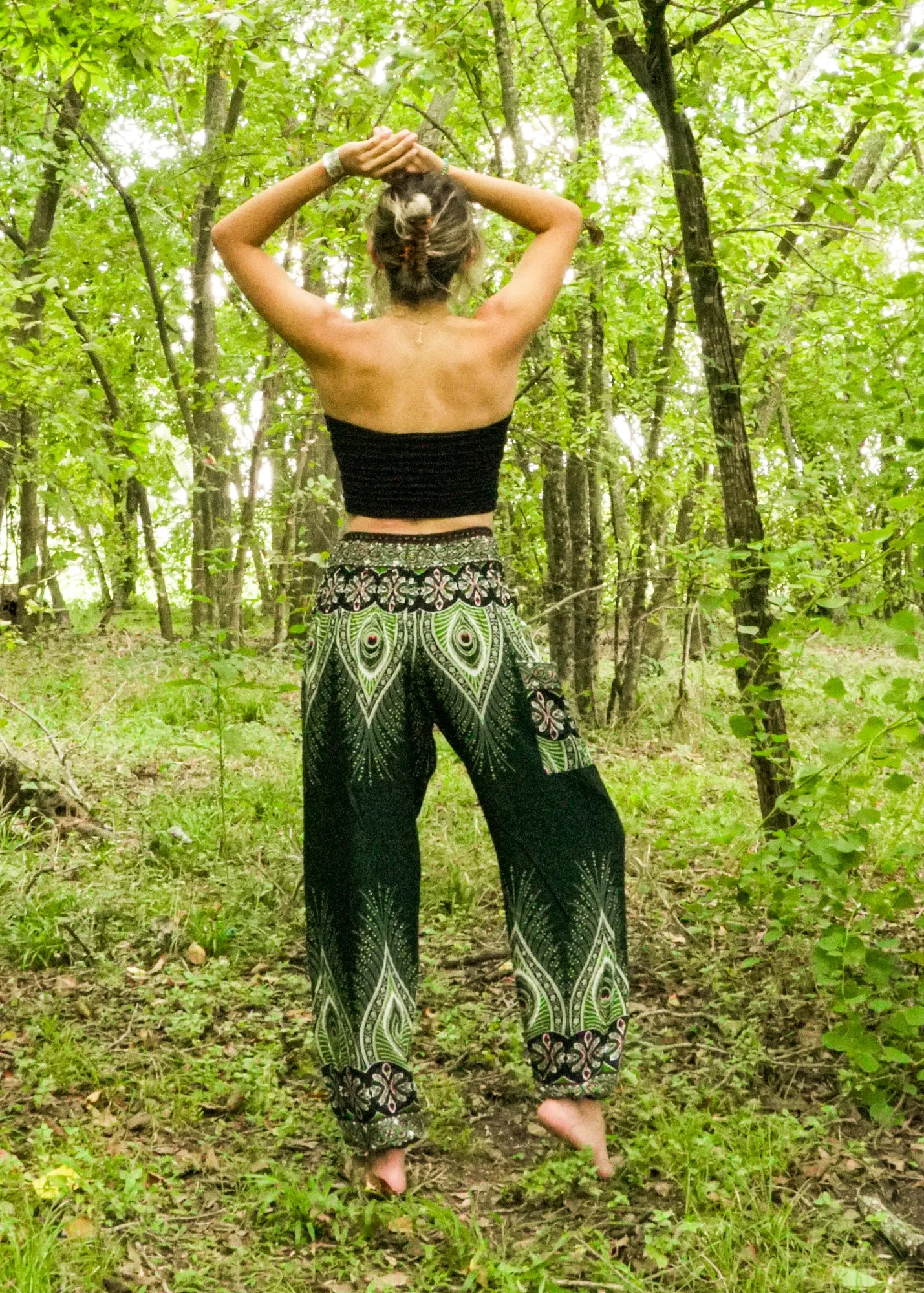 Green Peace Peacock Harem Pants