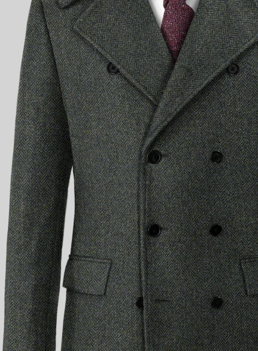 Harris Tweed Ridge Blue Herringbone GQ Overcoat