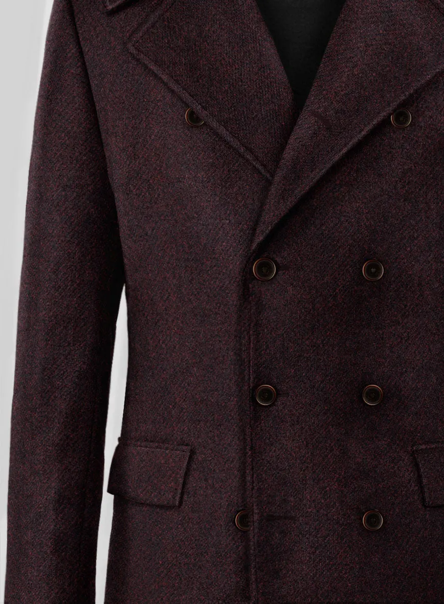 Highlander Heavy Wine Herringbone Tweed-GQ Overcoat