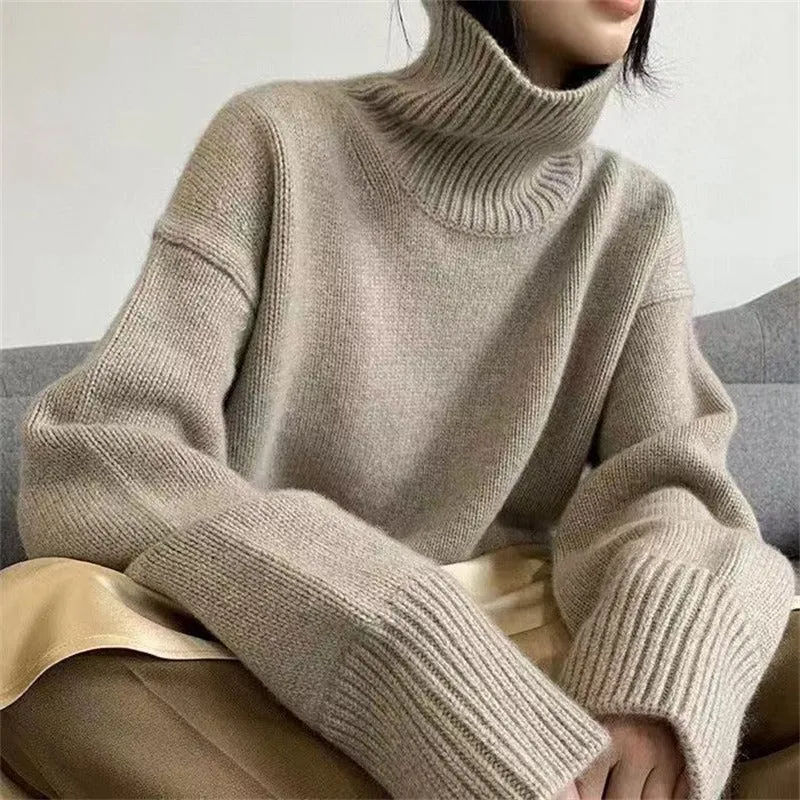 Knitted Turtleneck Sweater Casual Basic Pullover