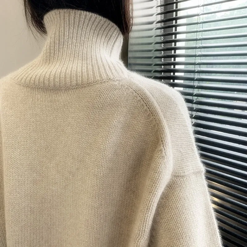 Knitted Turtleneck Sweater Casual Basic Pullover