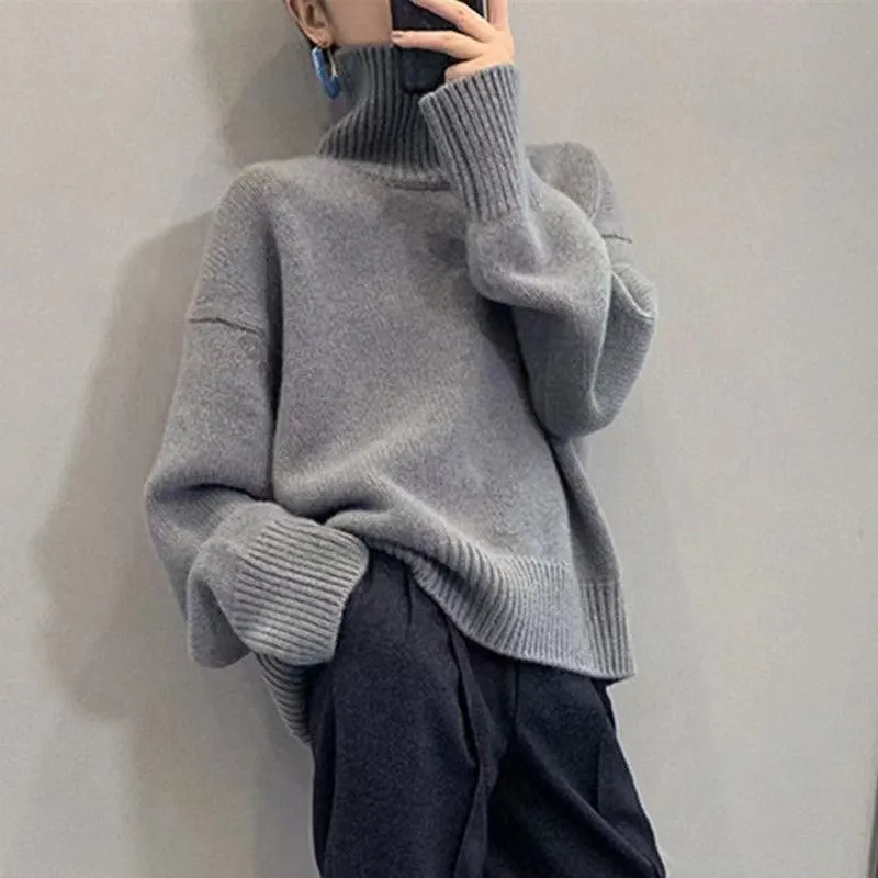 Knitted Turtleneck Sweater Casual Basic Pullover