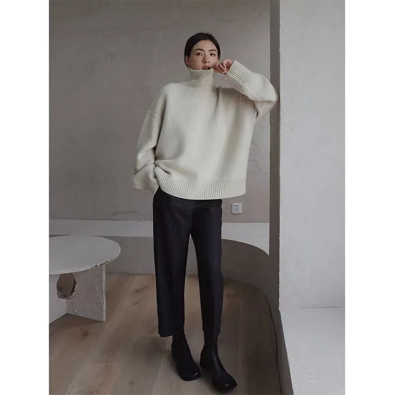 Knitted Turtleneck Sweater Casual Basic Pullover