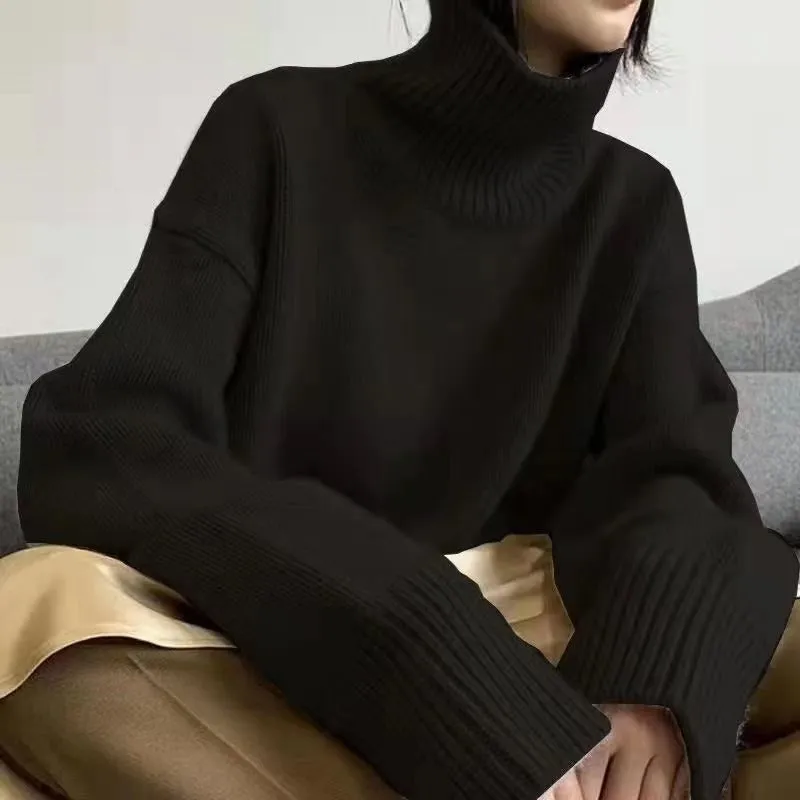 Knitted Turtleneck Sweater Casual Basic Pullover