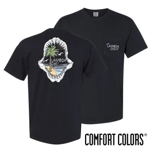 Lambda Chi Comfort Colors Shark Bite Black Short Sleeve Pocket Tee