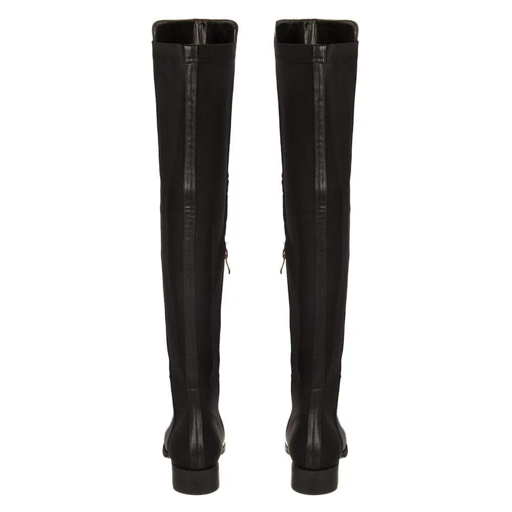 Low Block Heel Over Knee Boot With Elastic Back Panel