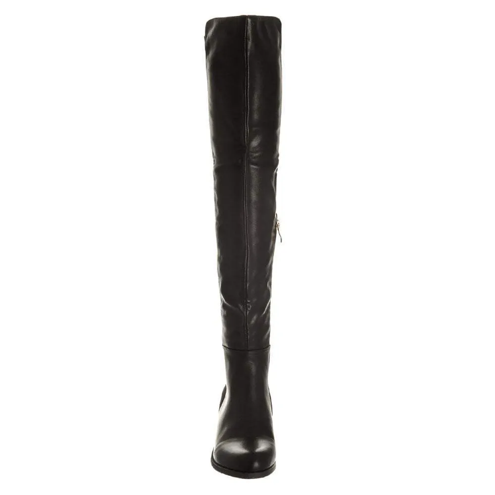 Low Block Heel Over Knee Boot With Elastic Back Panel