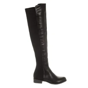 Low Block Heel Over Knee Boot With Elastic Back Panel