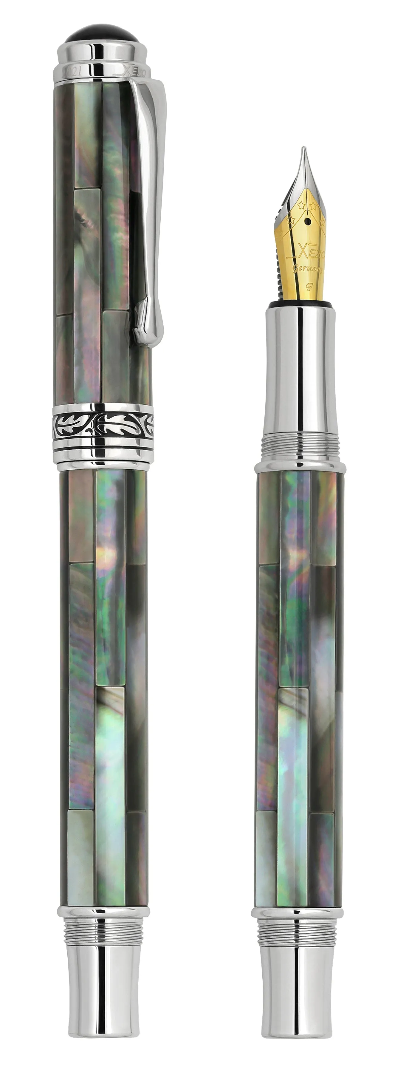 Maestro® Black Mother of Pearl & Platinum Plated Fountain Pen (Fine / Extra Fine Nib)