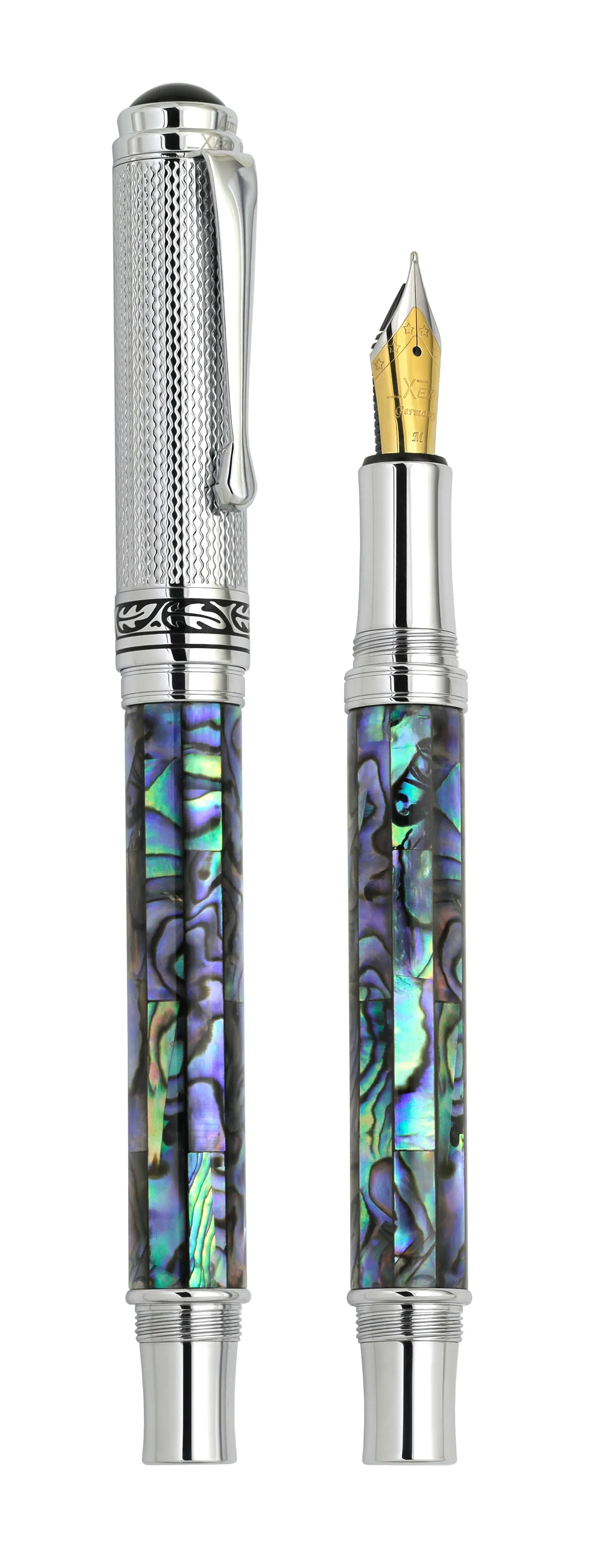 Maestro® Paua Abalone Sea Shell Fountain Pen (Medium Nib) - Chrome Plated