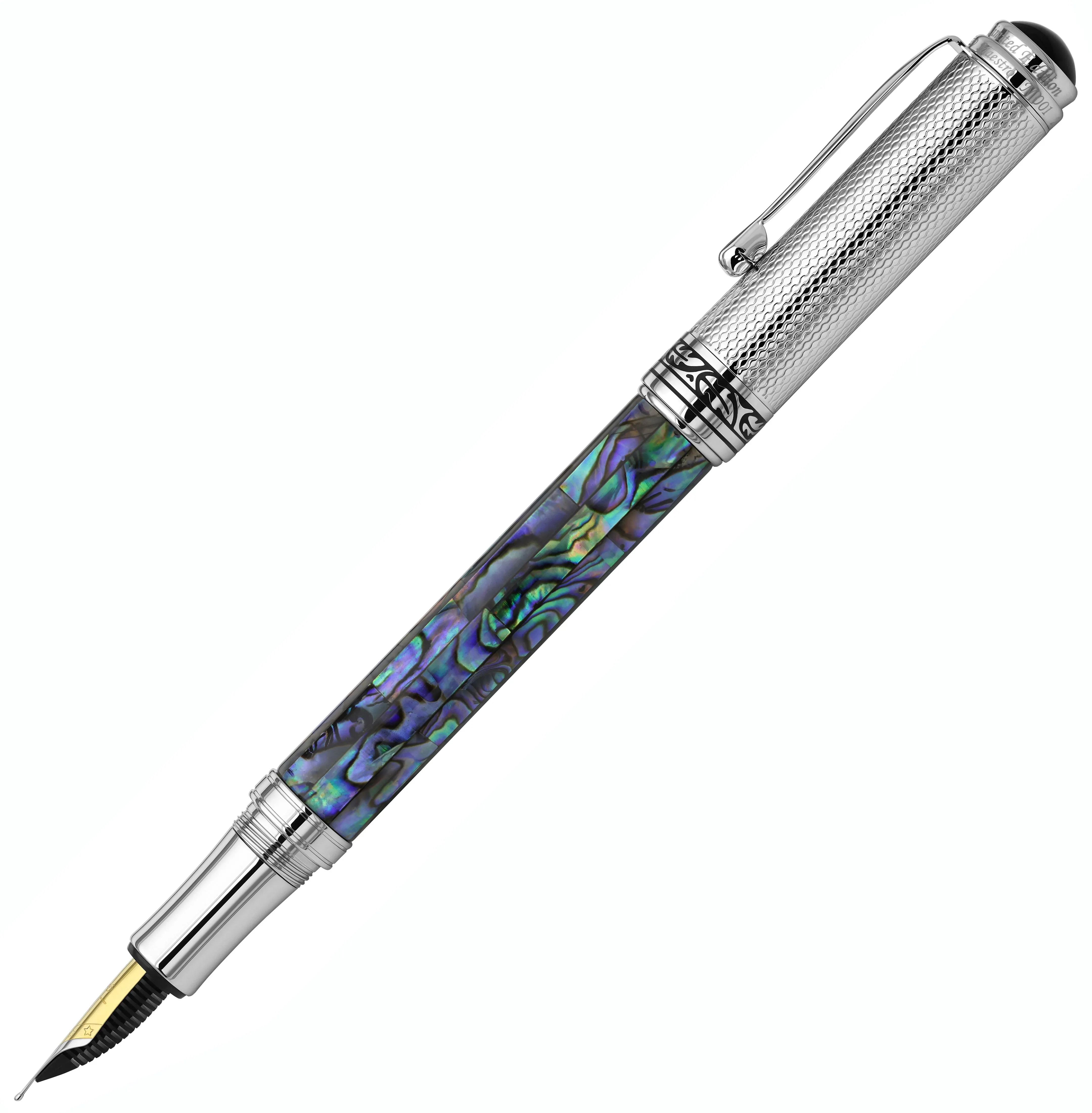 Maestro® Paua Abalone Sea Shell Fountain Pen (Medium Nib) - Chrome Plated