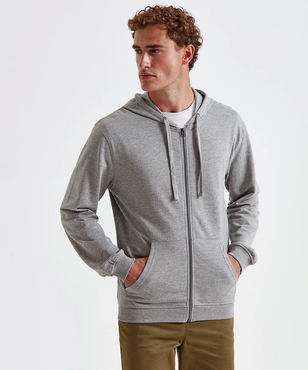 Mens coastal vintage wash loop back zip through hoodie | Indigo