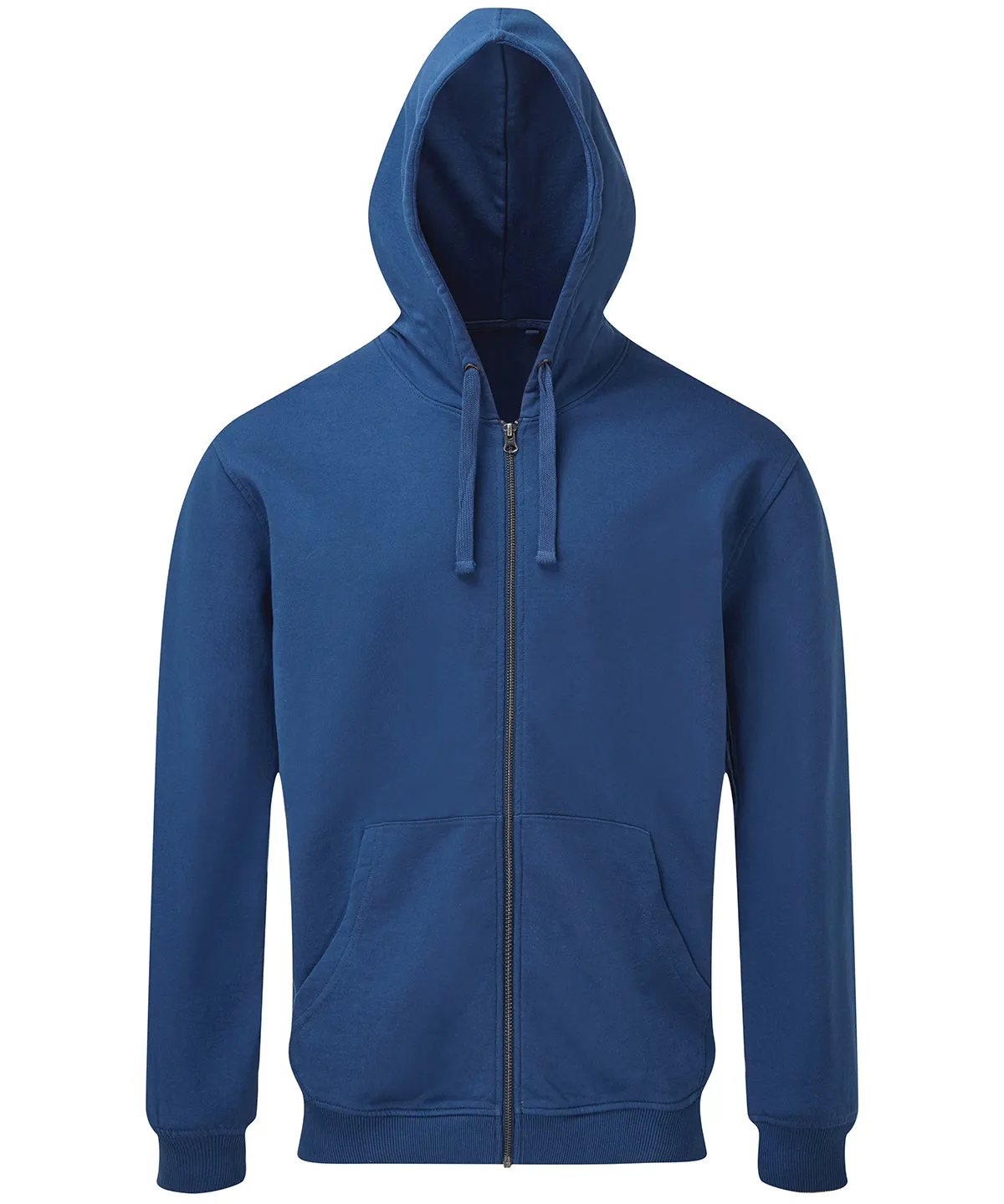 Mens coastal vintage wash loop back zip through hoodie | Indigo