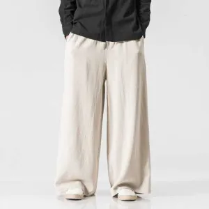 Men's Cotton Outdoor Loose Comfortable Wide Leg Pants