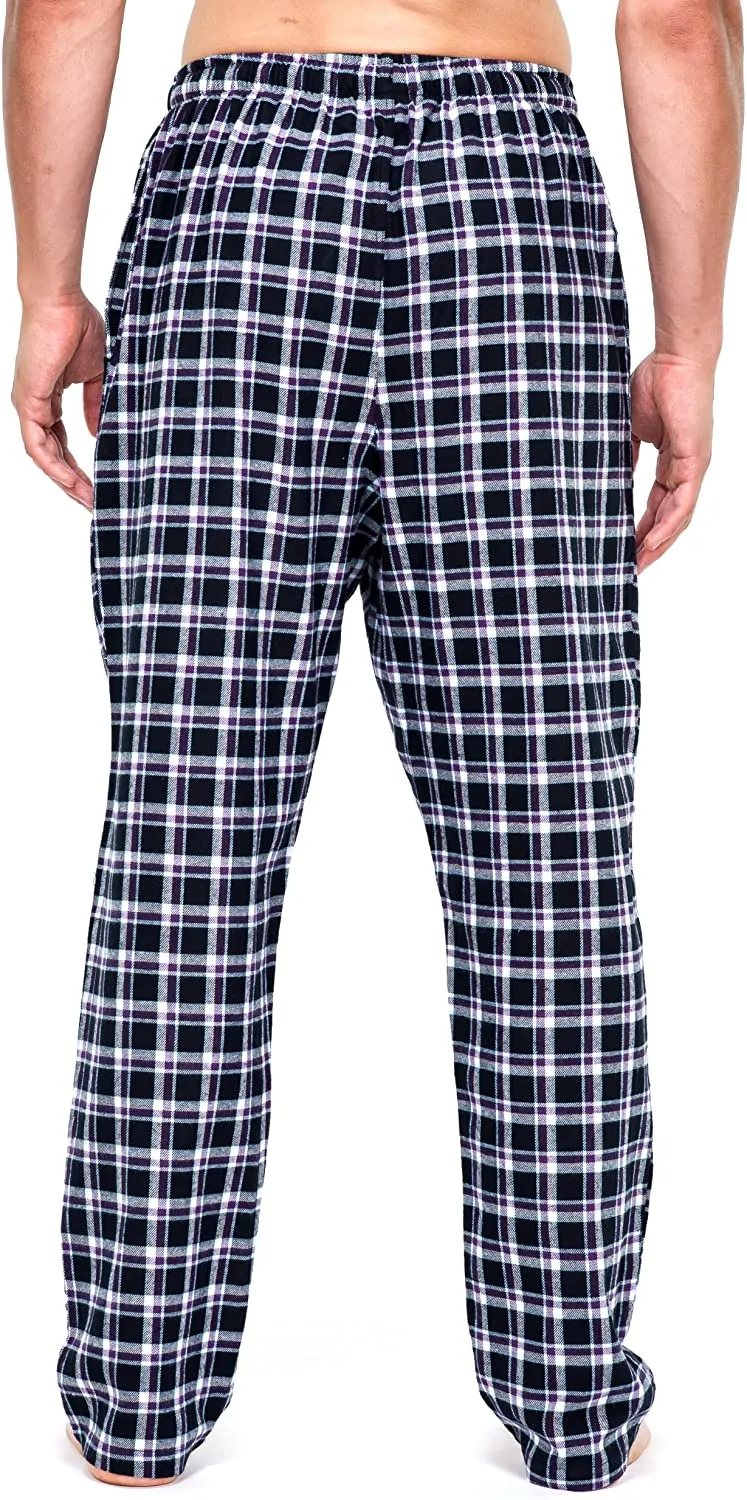 Mens Flannel Pants - 2pk [Black/Blue/White - Black/Purple/White Plaid Set]