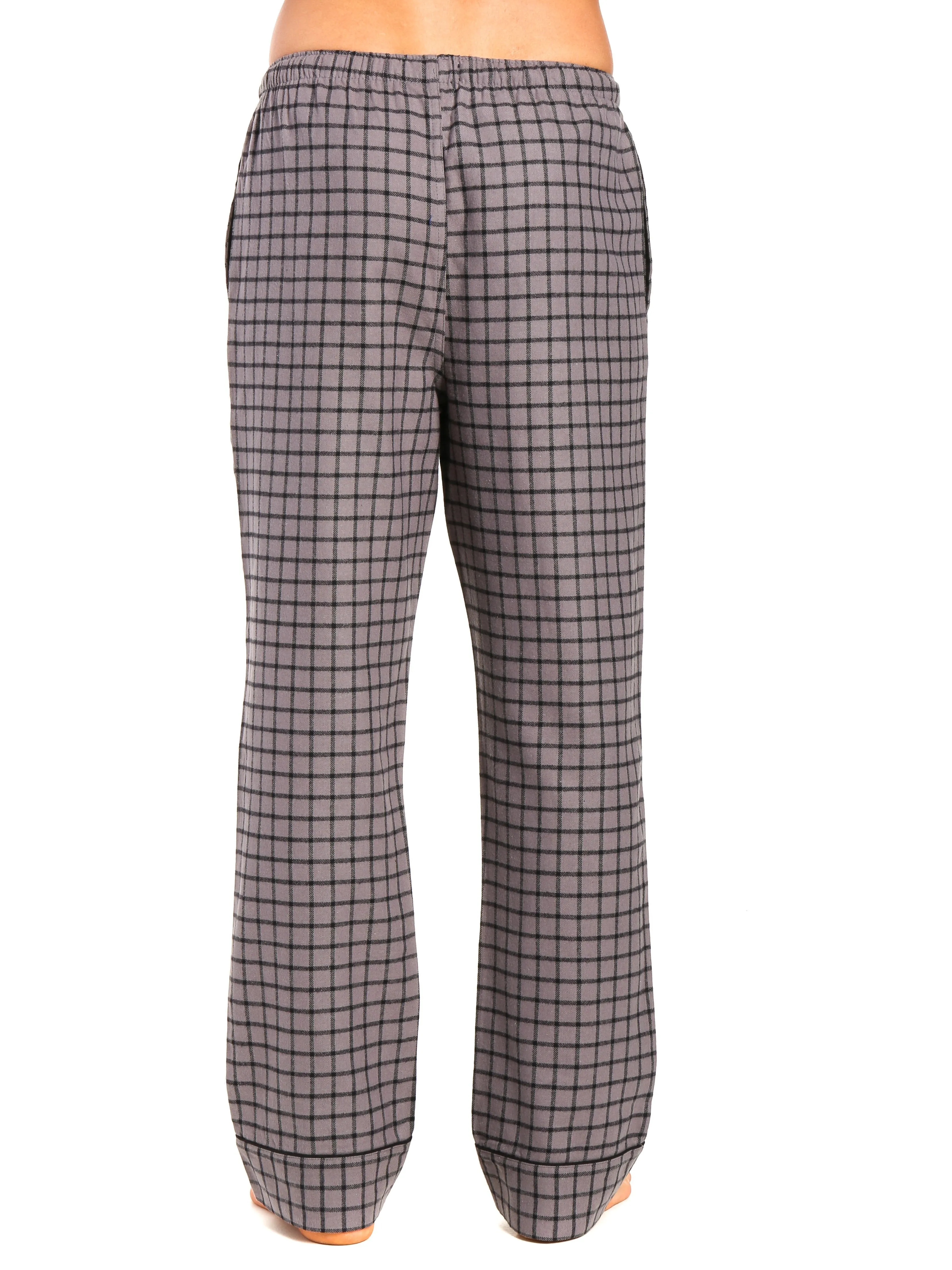 Mens Gingham 100% Cotton Flannel Lounge Pants - Checks - Charcoal Black