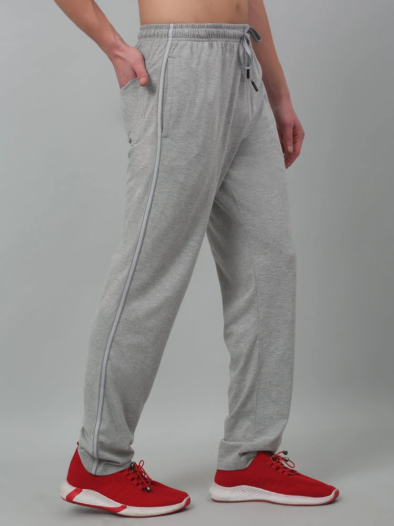 Men's Grey Summer Solid Drawstring Casual Track Pant